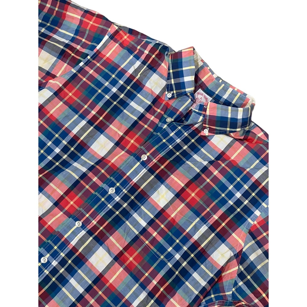 Brooks Brothers Red and Blue Plaid Buttondown, L,‎ #570-U